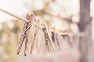 Clothespins on a clothesline.