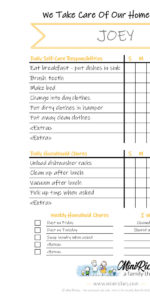 Image showing a sample of the chore chart fillable form.