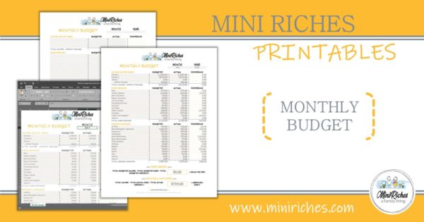 Monthly budget template product showcase.